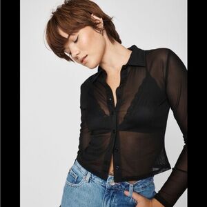 Garage Black sheer button up size small